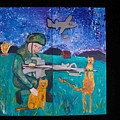 Soldier and Two Cats